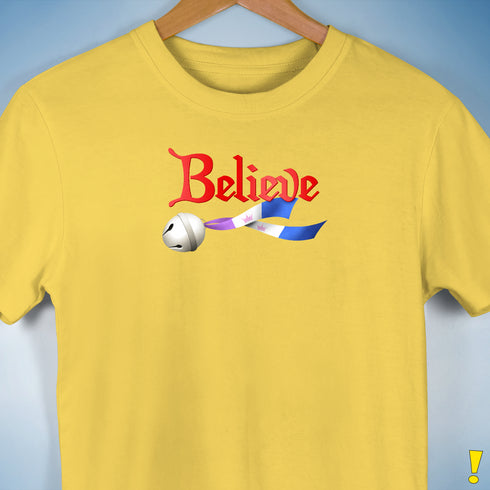 Believe Drag Pride Flag Jingle Bell Premium Unisex T-Shirt - Yellow